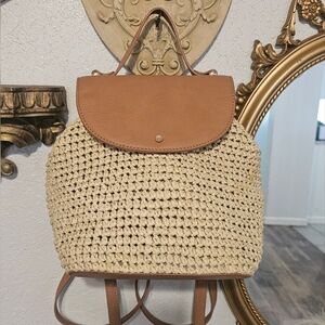 LC Laurent conrad straw backpack purse